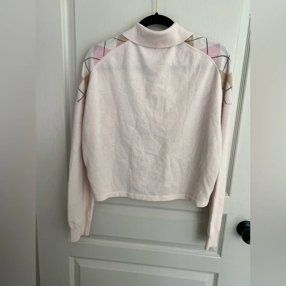 Maje Paris Pink Argyle Wool Cashmere Knit Sweater US Small - Picture 3 of 7